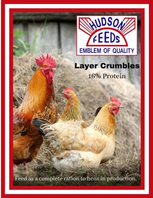 Show full view: Hudson Feeds Poultry Feeds 16% Protein Cage Layer Complete Crumbles Poultry Feed, 50-lb bag slide 5 of 9