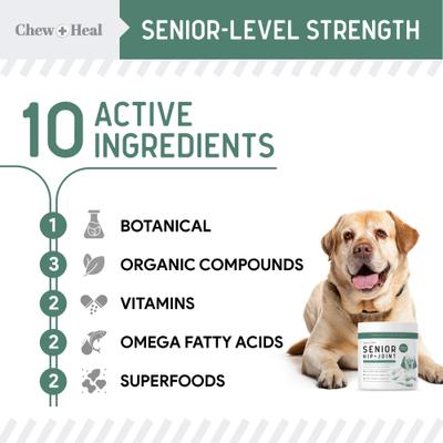 Show full view: Chew + Heal Senior Hip & Joint Dog Supplement, 60 count slide 3 of 12
