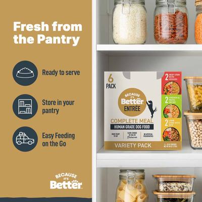 Show full view: Because It's Better Entree Complete Meal Variety Pack Wet Dog Food, 10-oz pouch, case of 6 slide 6 of 7