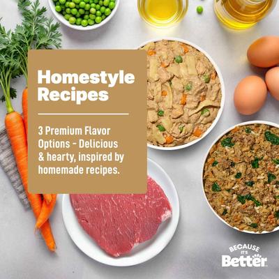 Show full view: Because It's Better Entree Complete Meal Variety Pack Wet Dog Food, 10-oz pouch, case of 6 slide 5 of 7