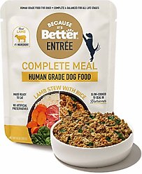 Because It's Better Entree Complete Meal Lamb Stew with Rice Wet Dog Food, 10-oz pouch, case of 6