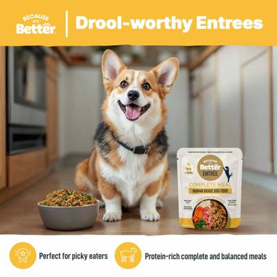 Show full view: Because It's Better Entree Complete Meal Lamb Stew with Rice Wet Dog Food, 10-oz pouch, case of 6 slide 5 of 9