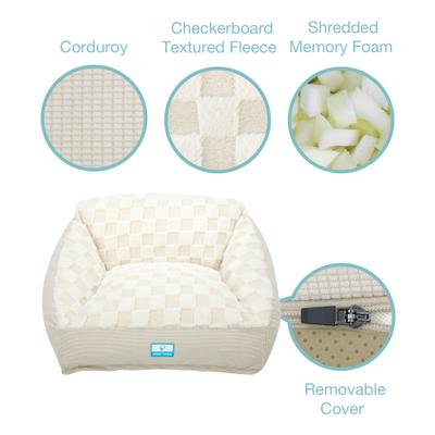 Show full view: Cozy Tails Premium Orthopedic Memory Foam Sofa Dog Bed, Beige, Large slide 3 of 4