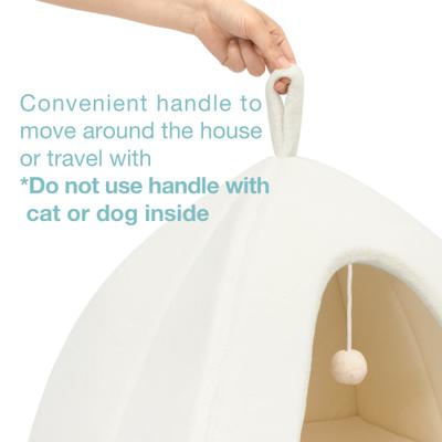 Show full view: Cozy Tails Pyramid House Cat & Dog Bed with Removable Cover, Beige, One Size slide 6 of 7