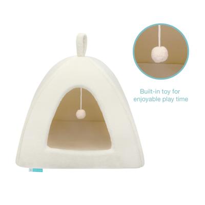 Show full view: Cozy Tails Pyramid House Cat & Dog Bed with Removable Cover, Beige, One Size slide 5 of 7