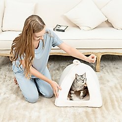 Cozy Tails Pyramid House Cat & Dog Bed with Removable Cover, Beige, One Size