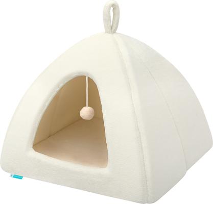 Show full view: Cozy Tails Pyramid House Cat & Dog Bed with Removable Cover, Beige, One Size slide 2 of 7