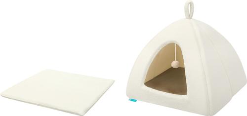 Show full view: Cozy Tails Pyramid House Cat & Dog Bed with Removable Cover, Beige, One Size slide 4 of 7