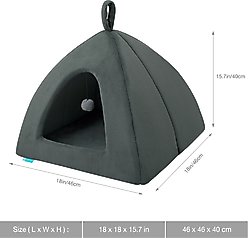 Cozy Tails Pyramid House Cat & Dog Bed with Removable Cover, Grey, One Size slide 2 of 5