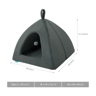 Show full view: Cozy Tails Pyramid House Cat & Dog Bed with Removable Cover, Grey, One Size slide 5 of 5