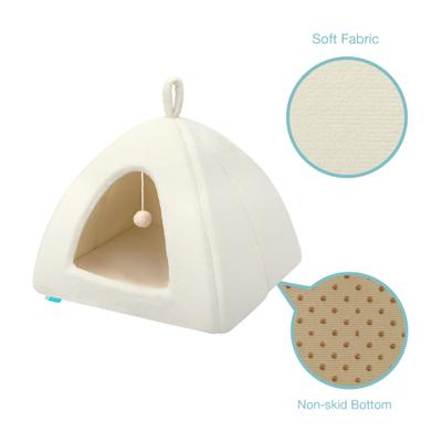 Show full view: Cozy Tails Pyramid House Cat & Dog Bed with Removable Cover, Beige, One Size slide 3 of 7