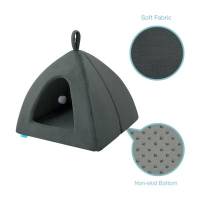 Show full view: Cozy Tails Pyramid House Cat & Dog Bed with Removable Cover, Grey, One Size slide 3 of 5