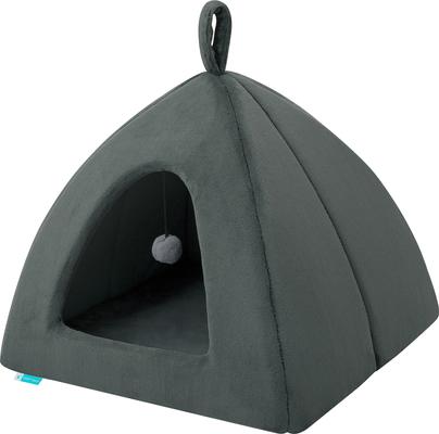 Show full view: Cozy Tails Pyramid House Cat & Dog Bed with Removable Cover, Grey, One Size slide 2 of 5