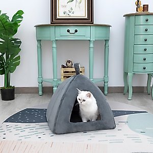 Cozy Tails Pyramid House Cat & Dog Bed with Removable Cover, Grey, One Size