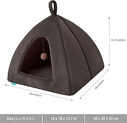 Cozy Tails Pyramid House Cat & Dog Bed with Removable Cover, Brown, One Size slide 2 of 5