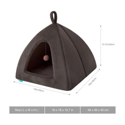 Show full view: Cozy Tails Pyramid House Cat & Dog Bed with Removable Cover, Brown, One Size slide 5 of 5