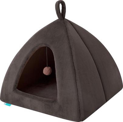 Show full view: Cozy Tails Pyramid House Cat & Dog Bed with Removable Cover, Brown, One Size slide 2 of 5