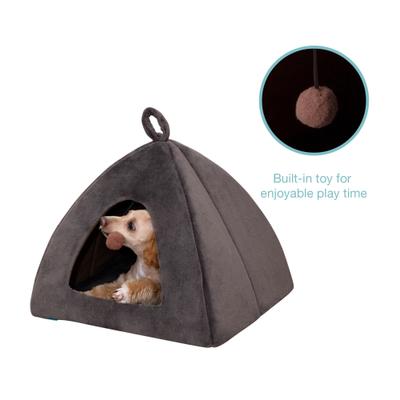 Show full view: Cozy Tails Pyramid House Cat & Dog Bed with Removable Cover, Brown, One Size slide 4 of 5