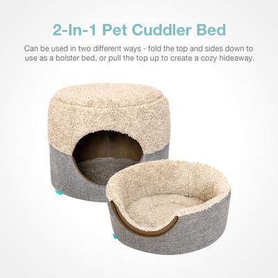 Show full view: Cozy Tails 2-In-1 Cuddler Dog Bed, Tan, One Size slide 2 of 8