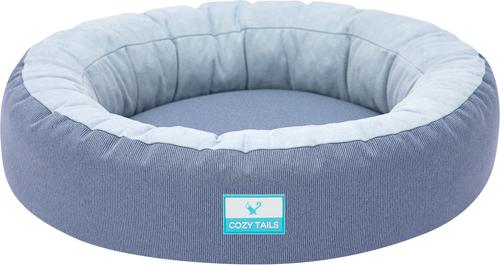 Show full view: Cozy Tails Donut Cooling Gel Pad Cushion Sofa Dog Bed with Removable Cover, Navy, Small slide 4 of 6
