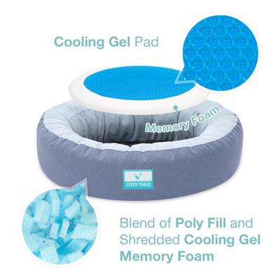 Show full view: Cozy Tails Donut Cooling Gel Pad Cushion Sofa Dog Bed with Removable Cover, Navy, Small slide 2 of 6