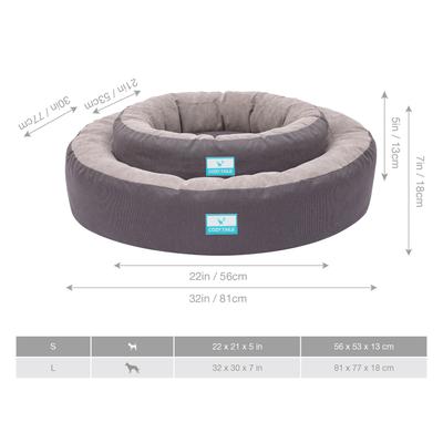 Show full view: Cozy Tails Donut Cooling Gel Pad Cushion Sofa Dog Bed with Removable Cover, Grey, Small slide 6 of 6