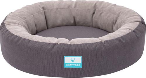 Show full view: Cozy Tails Donut Cooling Gel Pad Cushion Sofa Dog Bed with Removable Cover, Grey, Small slide 3 of 6