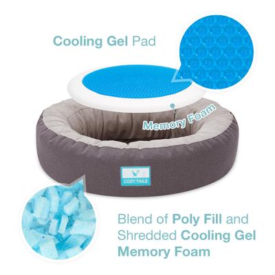 Show full view: Cozy Tails Donut Cooling Gel Pad Cushion Sofa Dog Bed with Removable Cover, Grey, Small slide 4 of 6