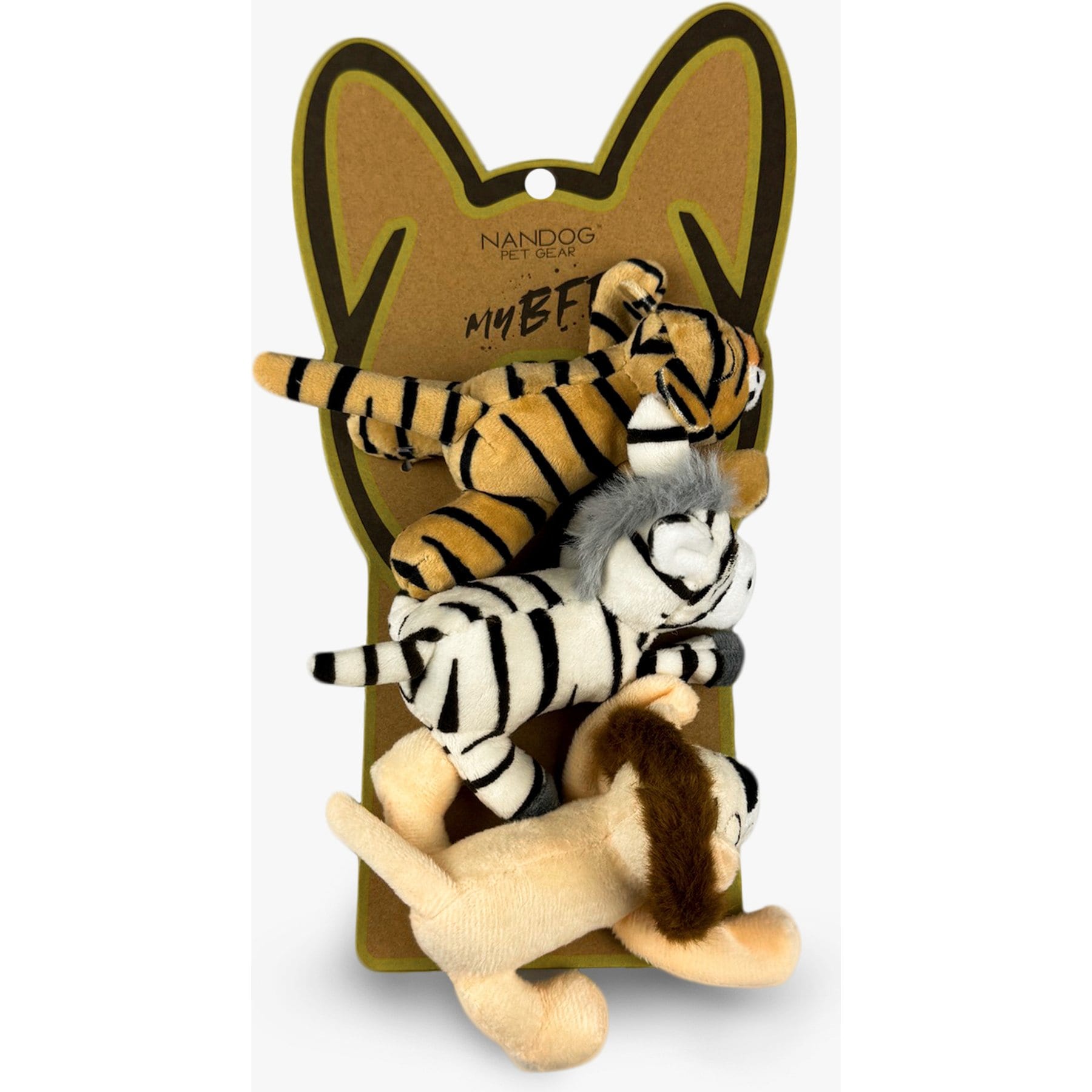 Nandog My BFF Wild Mini Dog & Cat Toys, Brown, 3 count, 5 x 2 inches