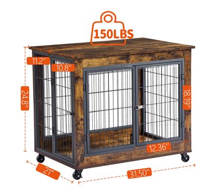 Show full view: Cesicia Wheeled Dog Kennel, Rustic Brown, 31.50 x 22.05 x 24.80-in slide 7 of 7