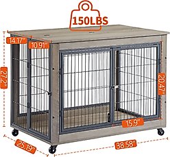 Cesicia Wheeled Dog Kennel, Grey, 38.58 x 25.20 x 27.17-in slide 2 of 8