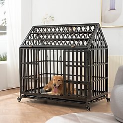 Cesicia Heavy Duty Dog Kennel, Black, 47.24 x 29.00 x 48.43-in