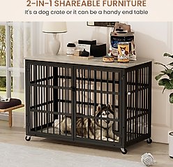 Cesicia Furniture-Style Dog Kennel, Grey, 43.30 x 29.90 x 33.50-in slide 2 of 8