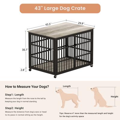 Show full view: Cesicia Furniture-Style Dog Kennel, Grey, 43.30 x 29.90 x 33.50-in slide 8 of 8