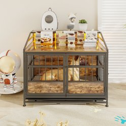 Cesicia Wooden Dog Kennel, Black Brown, 31.50 x 19.69 x 29.92-in