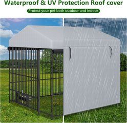 jansno Metal Outdoor Dog Pen with Roof Cover, Black & Gray slide 2 of 5