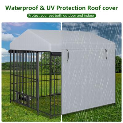 Show full view: jansno Metal Outdoor Dog Pen with Roof Cover, Black & Gray slide 3 of 6