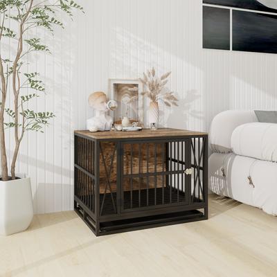 Show full view: Cesicia Wooden Dog Kennel, Rustic Brown, 32.76 x 24.61 x 24.61-in slide 4 of 8