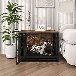 Cesicia Wooden Dog Kennel, Rustic Brown, 32.76 x 24.61 x 24.61-in
