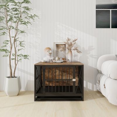 Show full view: Cesicia Wooden Dog Kennel, Rustic Brown, 32.76 x 24.61 x 24.61-in slide 3 of 8