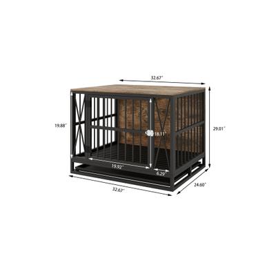 Show full view: Cesicia Wooden Dog Kennel, Rustic Brown, 32.76 x 24.61 x 24.61-in slide 8 of 8
