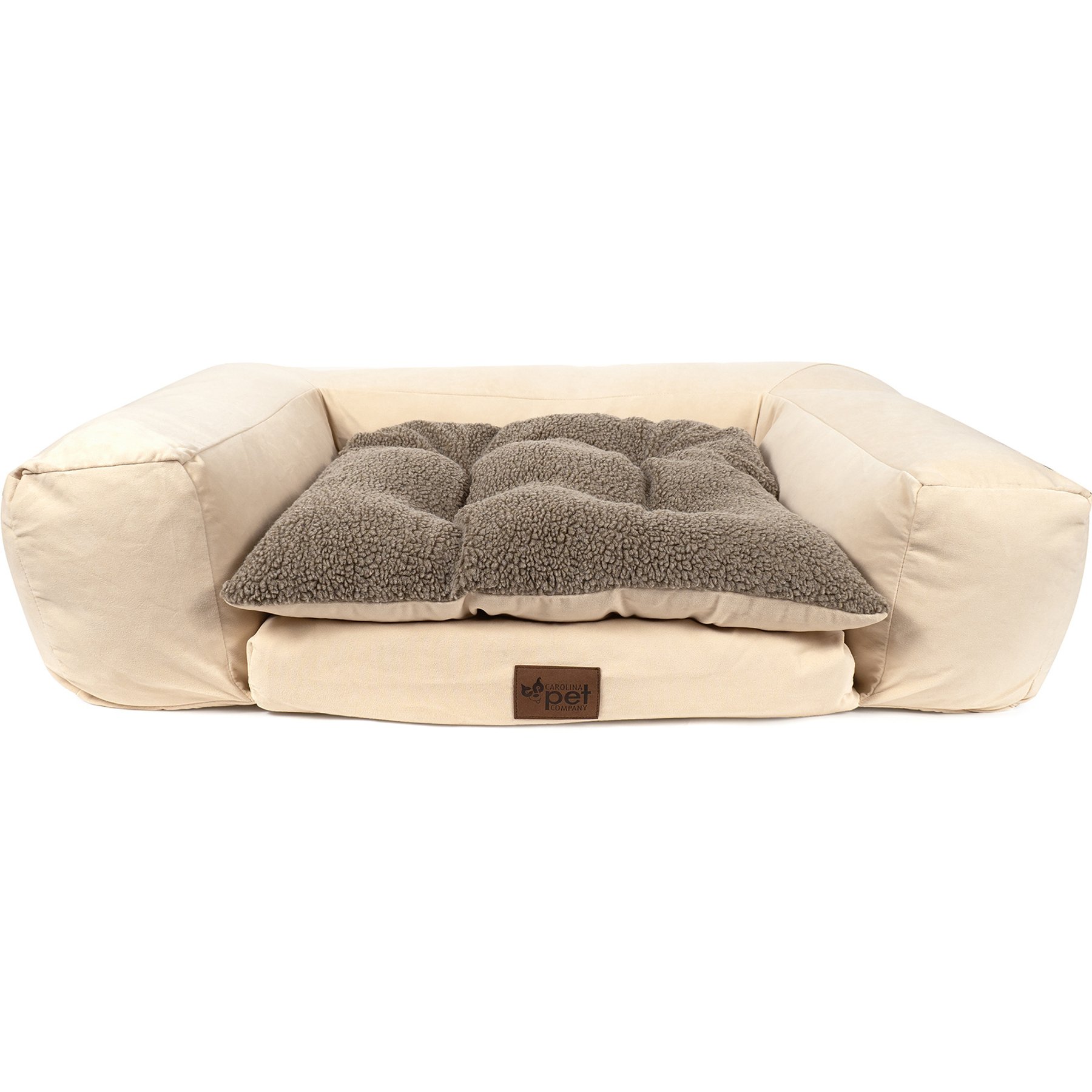 Carolina Pet Couch Dog Bed with Removable Cover, Bone, Small