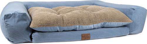 Show full view: Carolina Pet Couch Dog Bed with Removable Cover, Blue, Large slide 3 of 10