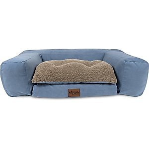 Carolina Pet Couch Dog Bed with Removable Cover, Blue, Small