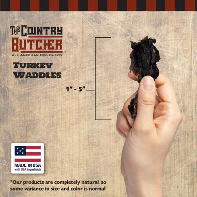 Show full view: The Country Butcher Turkey Waddles Natural Dog Chews, 7-oz bag slide 3 of 9