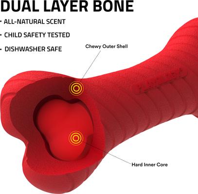 Show full view: Playology Beef Scented Dual Layer Bone Dog Toy, Medium slide 2 of 9