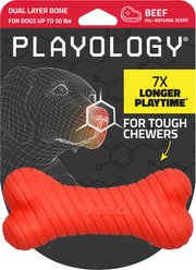 Playology Beef Scented Dual Layer Bone Dog Toy, Medium
