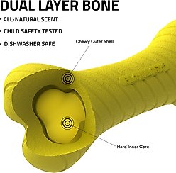 Playology Chicken Scented Dual Layer Bone Dog Toy, Jumbo slide 2 of 7
