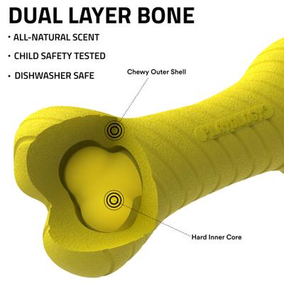 Show full view: Playology Chicken Scented Dual Layer Bone Dog Toy, Medium slide 4 of 11