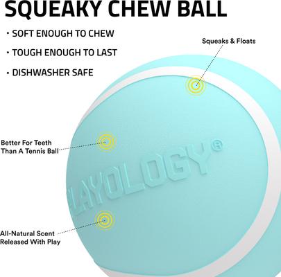 Show full view: Playology Peanut Butter Scented Squeaky Chew Ball Dog Toy, Medium slide 2 of 8